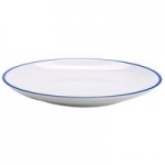 GET B-100-W/CB Settlement Bistro 10 oz. White Enamelware Melamine Shallow Bowl with Cobalt Blue Trim - 24/Case GET B-100-W/CB Settlement Bistro 10 oz. White Enamelware Melamine Shallow Bowl with Cobalt Blue Trim - 24/Case