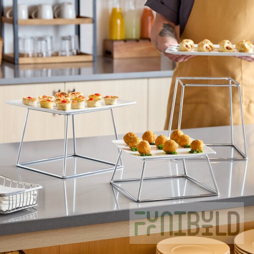 Acopa Square Stainless Steel Metal 3-Piece Display Stand Set