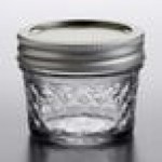 Ball 1440080400 4 oz. Quilted Crystal Regular Mouth Glass Canning Jar with Silver Metal Lid and Band - 12/Case