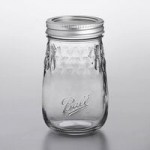 Ball 1440080400 4 oz. Quilted Crystal Regular Mouth Glass Canning Jar with Silver Metal Lid and Band - 12/Case
