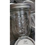 Ball 1440080400 4 oz. Quilted Crystal Regular Mouth Glass Canning Jar with Silver Metal Lid and Band - 12/Case