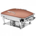 Eastern Tabletop 3964PLMB Crown 4 Qt. Square Black Coated Stainless Steel Induction Chafer with Pillar'd Legs and Hinged Dome Cover Eastern Tabletop 3964PLMB Crown 4 Qt. Square Black Coated Stainless Steel Induction Chafer with Pillar'd Legs and Hinged Dome Cover