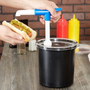 Cambro 1.7 Qt. Black Insulated ColdFest Condiment Dispenser Kit with Maxi Pump and Cover Cambro 1.7 Qt. Black Insulated ColdFest Condiment Dispenser Kit with Maxi Pump and Cover
