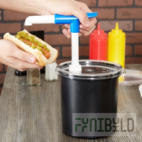 Cambro 1.7 Qt. Black Insulated ColdFest Condiment Dispenser Kit with Maxi Pump and Cover