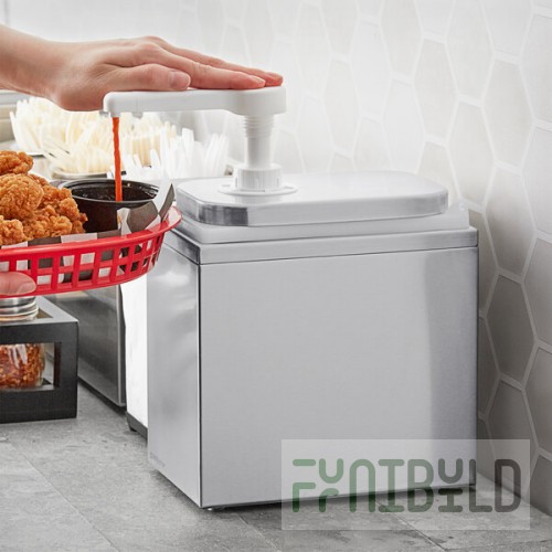 ServSense Single 2 Qt. Stainless Steel Condiment Dispenser - 1 Plastic Pump, 1 oz. Portions