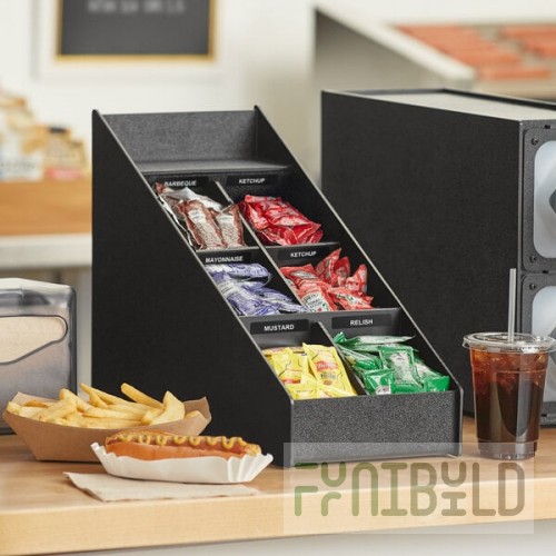 ServSense Black 6-Section Countertop Condiment Organizer - 8