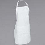 Mercer Culinary M61110WH Genesis® White Poly-Cotton Bib Apron with Adjustable Neck and 1 Pocket - 33