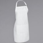 Mercer Culinary M61110WH Genesis® White Poly-Cotton Bib Apron with Adjustable Neck and 1 Pocket - 33