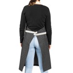 Uncommon Chef 3104 Pinstripe Customizable 100% Cotton Denim Rebel Bib Apron with Natural Webbing and 3 Pockets - 34