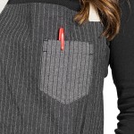 Uncommon Chef 3104 Pinstripe Customizable 100% Cotton Denim Rebel Bib Apron with Natural Webbing and 3 Pockets - 34