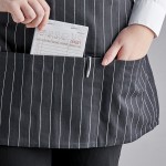 Choice Black and White Pinstripe Poly-Cotton Front of House Bib Apron with 3 Pockets - 25