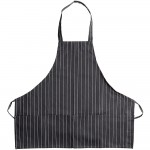 Choice Black and White Pinstripe Poly-Cotton Front of House Bib Apron with 3 Pockets - 25