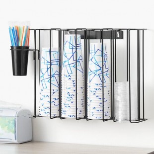 ServSense 4-Section Black Wire Wall-Mounted Deli Cup / Lid Organizer