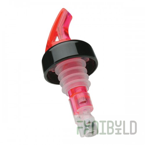 Precision Pours 134 WR C 1.75 oz. Watermelon Red Measured Liquor Pourer with Collar - 12/Pack