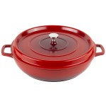 GET Heiss 4.5 Qt. Red Enamel Coated Cast Aluminum Brazier / Paella Dish with Lid CA-008-R/BK/CC GET Heiss 4.5 Qt. Red Enamel Coated Cast Aluminum Brazier / Paella Dish with Lid CA-008-R/BK/CC
