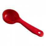 Carlisle 432906 Measure Misers 4 oz. Beige and Green Color Coding Polycarbonate Short Handle Perforated Portion Spoon