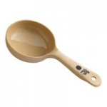 Carlisle 432906 Measure Misers 4 oz. Beige and Green Color Coding Polycarbonate Short Handle Perforated Portion Spoon