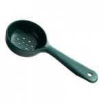 Carlisle 432906 Measure Misers 4 oz. Beige and Green Color Coding Polycarbonate Short Handle Perforated Portion Spoon