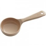 Carlisle 432906 Measure Misers 4 oz. Beige and Green Color Coding Polycarbonate Short Handle Perforated Portion Spoon