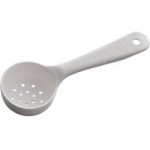 Carlisle 432906 Measure Misers 4 oz. Beige and Green Color Coding Polycarbonate Short Handle Perforated Portion Spoon
