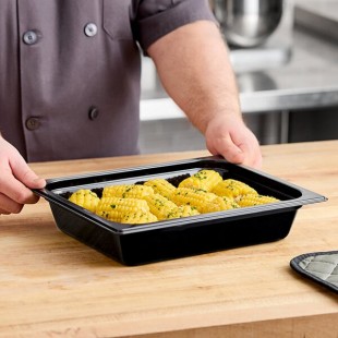 Carlisle 10420B03 StorPlus 1/2 Size Black High Heat Plastic Food Pan - 2 1/2 Carlisle 10420B03 StorPlus 1/2 Size Black High Heat Plastic Food Pan - 2 1/2