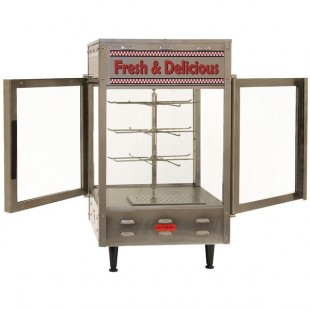 Benchmark USA 51018 Humidified Rotating Pizza / Pretzel Display Warmer with Pretzel Rack and 18