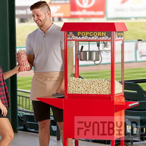 Carnival King Popcorn Popper Royalty Series Kit with 8 oz. Popper and Cart - 120V, 1350W