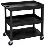 Luxor EC222-B Black 3 Flat Shelf Utility Cart - 32 Luxor EC222-B Black 3 Flat Shelf Utility Cart - 32