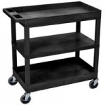 Luxor EC222-B Black 3 Flat Shelf Utility Cart - 32 Luxor EC222-B Black 3 Flat Shelf Utility Cart - 32