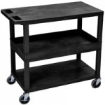 Luxor EC222-B Black 3 Flat Shelf Utility Cart - 32 Luxor EC222-B Black 3 Flat Shelf Utility Cart - 32