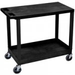 Luxor EC222-B Black 3 Flat Shelf Utility Cart - 32 Luxor EC222-B Black 3 Flat Shelf Utility Cart - 32
