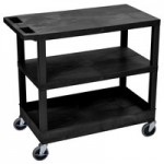 Luxor EC222-B Black 3 Flat Shelf Utility Cart - 32 Luxor EC222-B Black 3 Flat Shelf Utility Cart - 32
