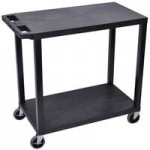 Luxor EC222-B Black 3 Flat Shelf Utility Cart - 32 Luxor EC222-B Black 3 Flat Shelf Utility Cart - 32