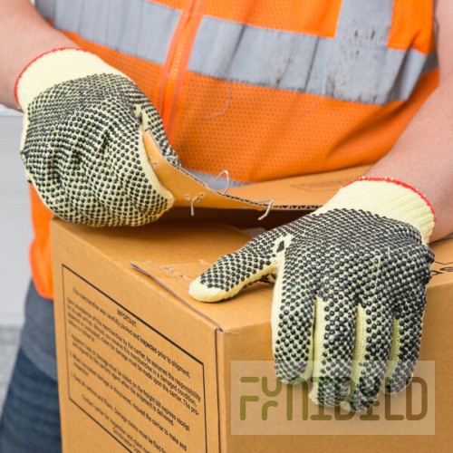 Cordova Aramid / Cotton Grip Gloves with Two-Sided PVC Dotted Coating - Extra Large - 12/Pack