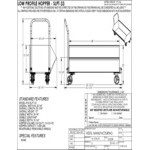 Vestil 0.33 Cubic Yard Mobile Low-Profile Steel Hopper Cart with 2 Rigid / 2 Swivel Casters SLPT-33 - 1,000 lb. Capacity