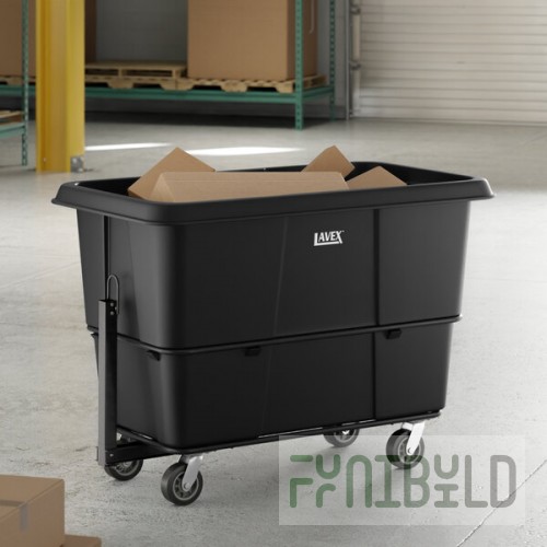 Lavex 27 Cubic Foot Black Towable Cube Truck (1200 lb. Capacity)