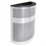 Ex-Cell Kaiser VC2234 HR SS/BLX Venue Collection 20 Gallon Half Round Stainless Steel Perforated Trash Can with Black Textured Lid