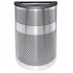 Ex-Cell Kaiser VC2234 HR SS/BLX Venue Collection 20 Gallon Half Round Stainless Steel Perforated Trash Can with Black Textured Lid