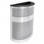 Ex-Cell Kaiser VC2234 HR SS/BLX Venue Collection 20 Gallon Half Round Stainless Steel Perforated Trash Can with Black Textured Lid