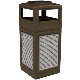 Commercial Zone 733006299 Precision Series 42 Gallon Brown Square Trash Can with Stainless Steel Horizontal Line Panels and Ashtray Lid Commercial Zone 733006299 Precision Series 42 Gallon Brown Square Trash Can with Stainless Steel Horizontal Line Panels and Ashtray Lid
