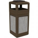 Commercial Zone 733006299 Precision Series 42 Gallon Brown Square Trash Can with Stainless Steel Horizontal Line Panels and Ashtray Lid Commercial Zone 733006299 Precision Series 42 Gallon Brown Square Trash Can with Stainless Steel Horizontal Line Panels and Ashtray Lid