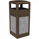 Commercial Zone 733006299 Precision Series 42 Gallon Brown Square Trash Can with Stainless Steel Horizontal Line Panels and Ashtray Lid Commercial Zone 733006299 Precision Series 42 Gallon Brown Square Trash Can with Stainless Steel Horizontal Line Panels and Ashtray Lid