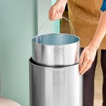 Lancaster Table & Seating 6 Gallon Stainless Steel Round Decorative Trash Can with Swivel Lid