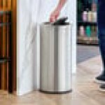 Lancaster Table & Seating 6 Gallon Stainless Steel Round Decorative Trash Can with Swivel Lid