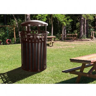 Ex-Cell Kaiser SCD-2633 COF Streetscape Coffee Gloss 37 Gallon Round Classic Outdoor Trash Can with Canopy