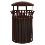 Ex-Cell Kaiser SCD-2633 COF Streetscape Coffee Gloss 37 Gallon Round Classic Outdoor Trash Can with Canopy