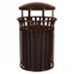 Ex-Cell Kaiser SCD-2633 COF Streetscape Coffee Gloss 37 Gallon Round Classic Outdoor Trash Can with Canopy