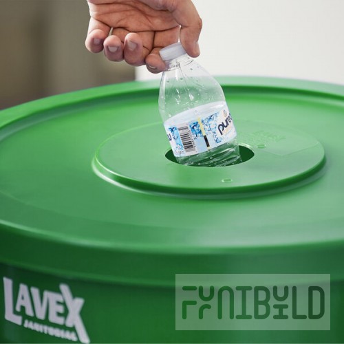 Lavex 32 Gallon Green Round Commercial Recycling Can Lid with 3 1/2