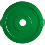 Lavex 32 Gallon Green Round Commercial Recycling Can Lid with 3 1/2 Lavex 32 Gallon Green Round Commercial Recycling Can Lid with 3 1/2