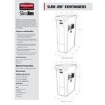 Rubbermaid® 1971258 Gray 64 Qt. / 16 Gallon Slim Jim Rectangular Trash Can